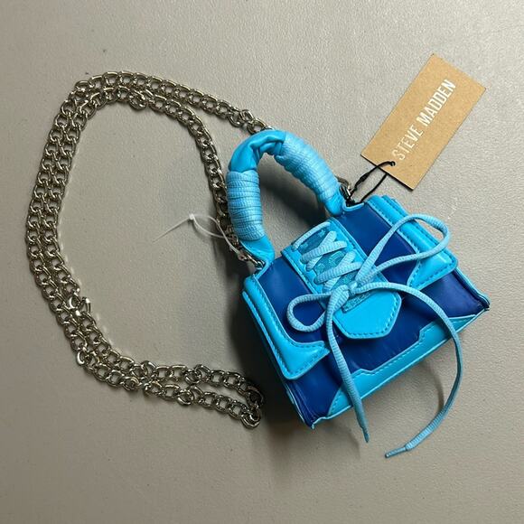 Steve Madden Handbags - Steve Madden Purse Crossbody Turquoise Blue Flap Top Handle Bag Chain Bdoraa NWT